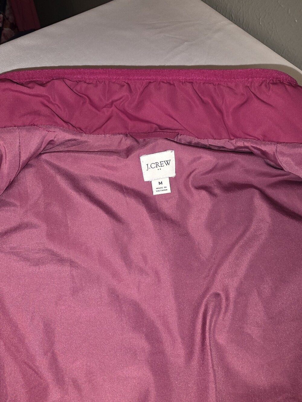 J.Crew Factory Quilted Puffer Vest Magenta Raspberry Pink - Women's Size M - Picture 2 of 4